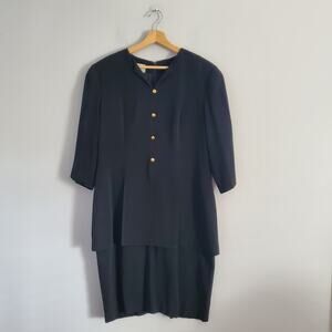 Evan Picone Vintage Black Button Sheath Dress 16